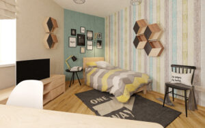 Aranżacja pokój LOZANNA biały olej z łóżkiem 90x200 cm