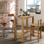 STÓŁ BAROWY "SAHARA" h107 cm, aranżacja z krzesłem barowym. Wykończenie dąb olejowany