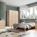 Aranżacja sypialnia ALINA, szafa ALINA 3, 3 drzwiowa. Wykończenie dąb bielony