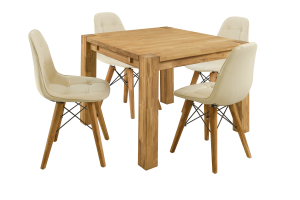 Stół dębowy MONTANA 80x80 cm, aranżacja dąb olejowany