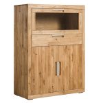 Witryna/barek dębowy z szufladą i szafkami LEROY 04