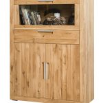 Witryna/barek dębowy z szufladą i szafkami LEROY 04