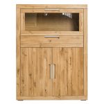 Witryna/barek dębowy z szufladą i szafkami LEROY 04