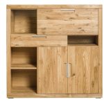 Witryna/barek dębowy z szufladą i szafkami LEROY 06