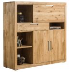 Witryna/barek dębowy z szufladą i szafkami LEROY 06