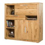 Witryna/barek dębowy z szufladą i szafkami LEROY 06