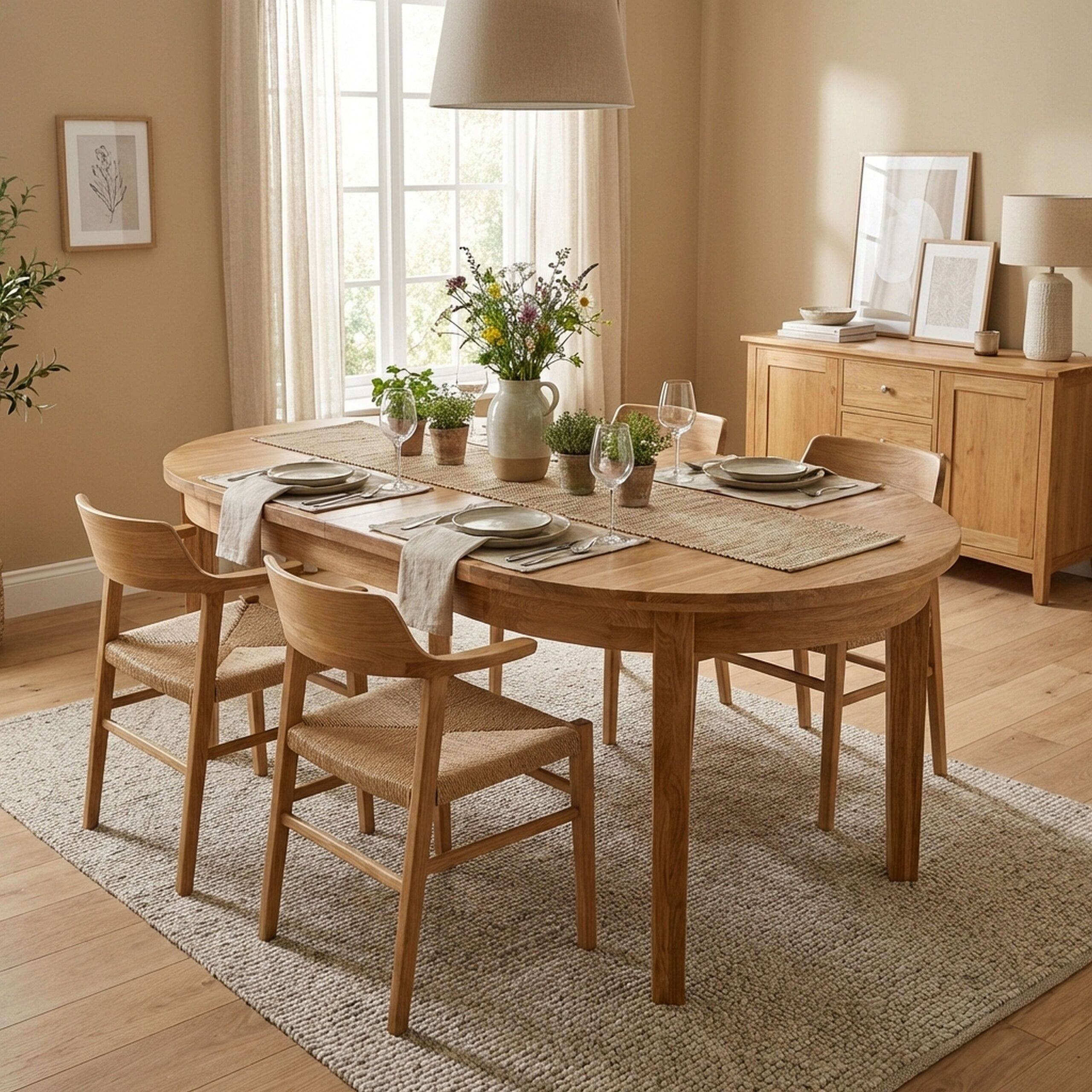 Stół dębowy okrągły rozkładany „MIO” śr. 100 cm z jedną dokładką