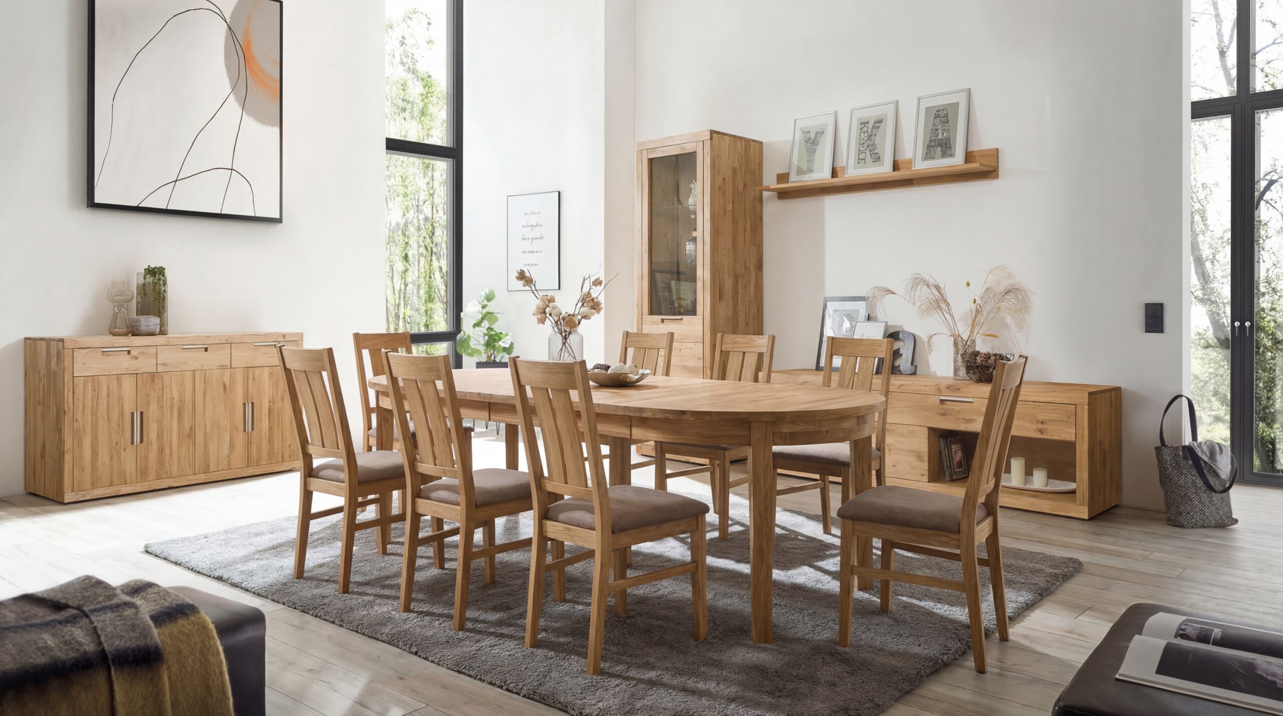 Stół dębowy owalny rozkładany „MIO” szer. 100 cm z trzema dokładkami