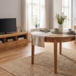 Stół dębowy okrągły rozkładany "MIO" śr. 100 cm z jedną dokładką