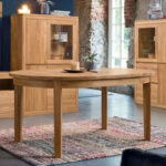 Stół dębowy okrągły rozkładany "MIO" śr. 110 cm z jedną dokładką