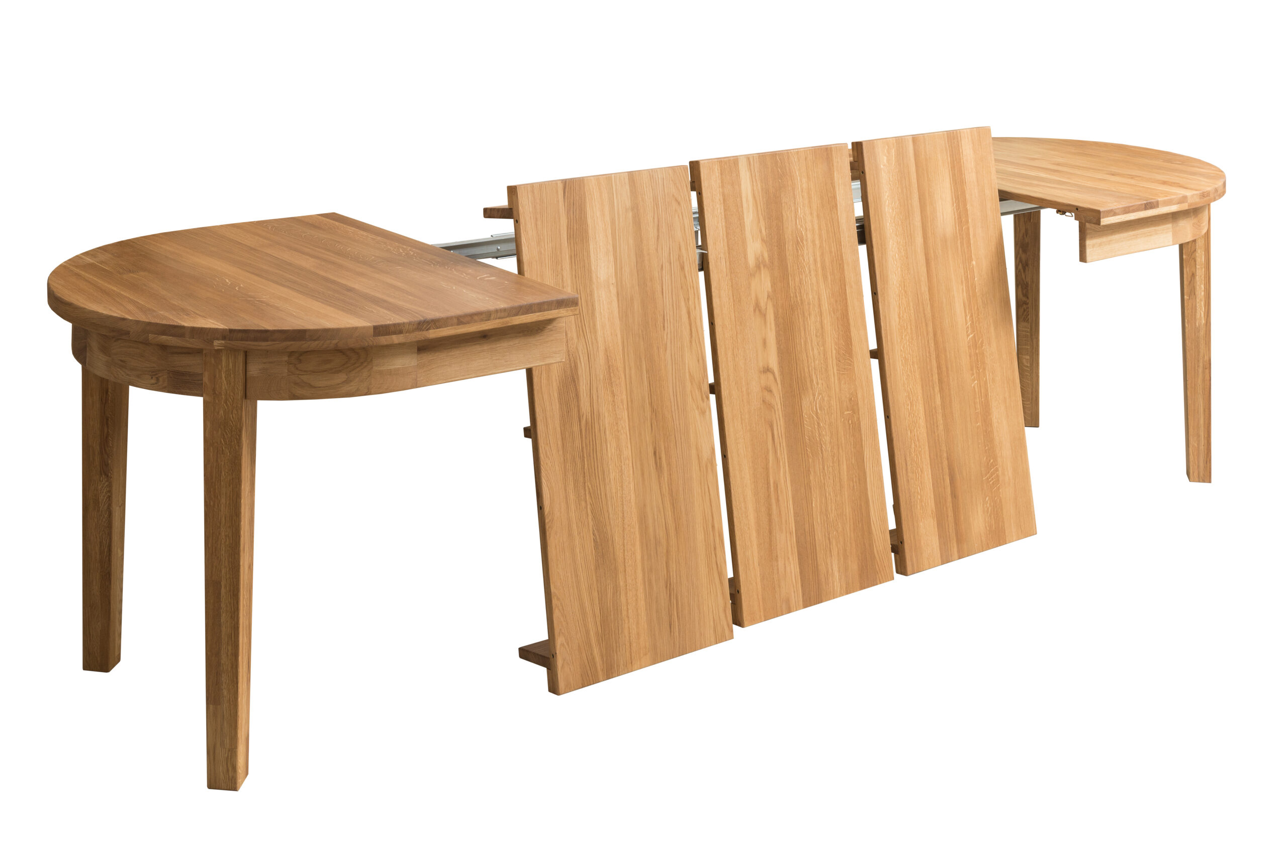 Stół dębowy owalny rozkładany „MIO” szer. 100 cm z trzema dokładkami