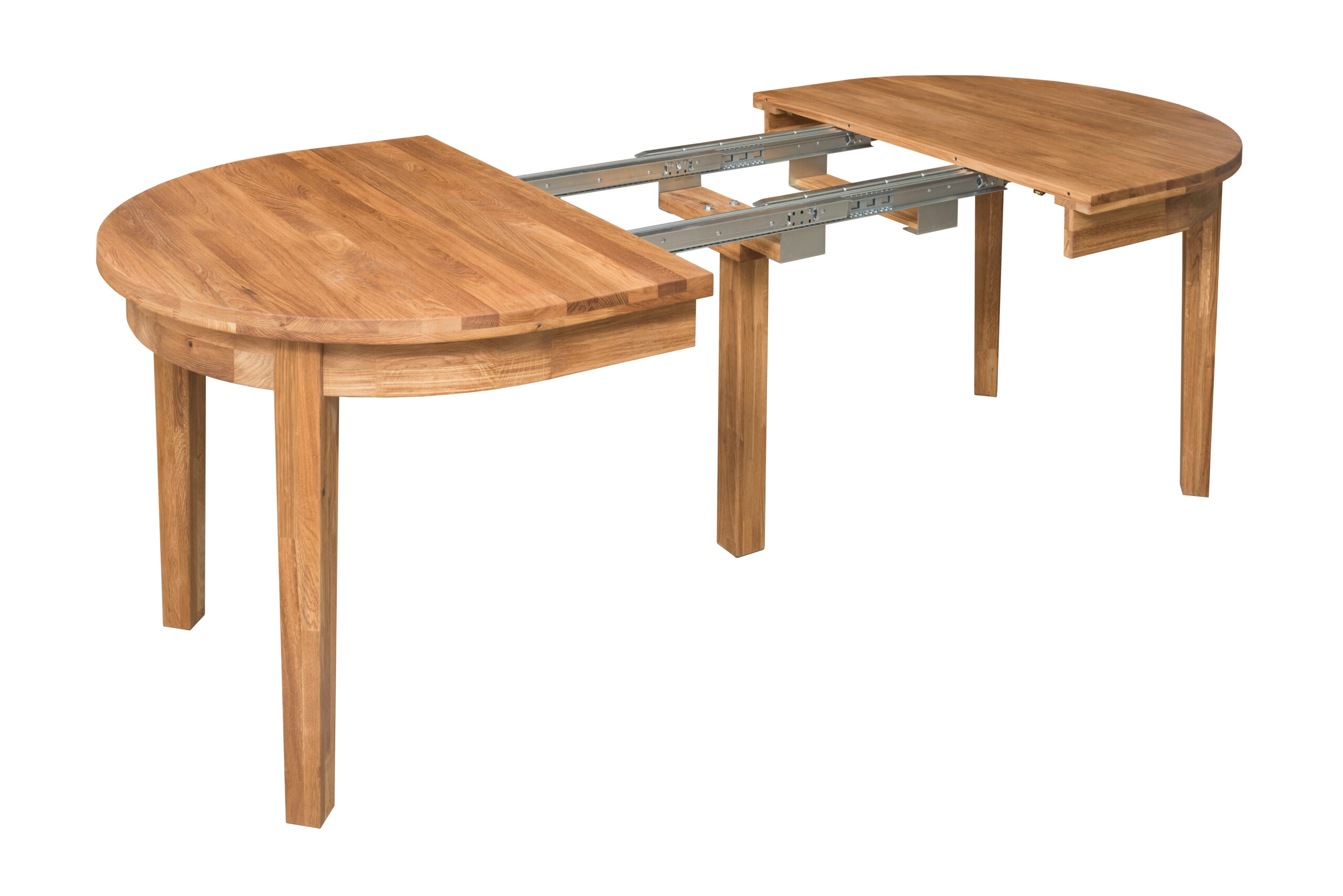 Stół dębowy owalny rozkładany „MIO” szer. 100 cm z trzema dokładkami